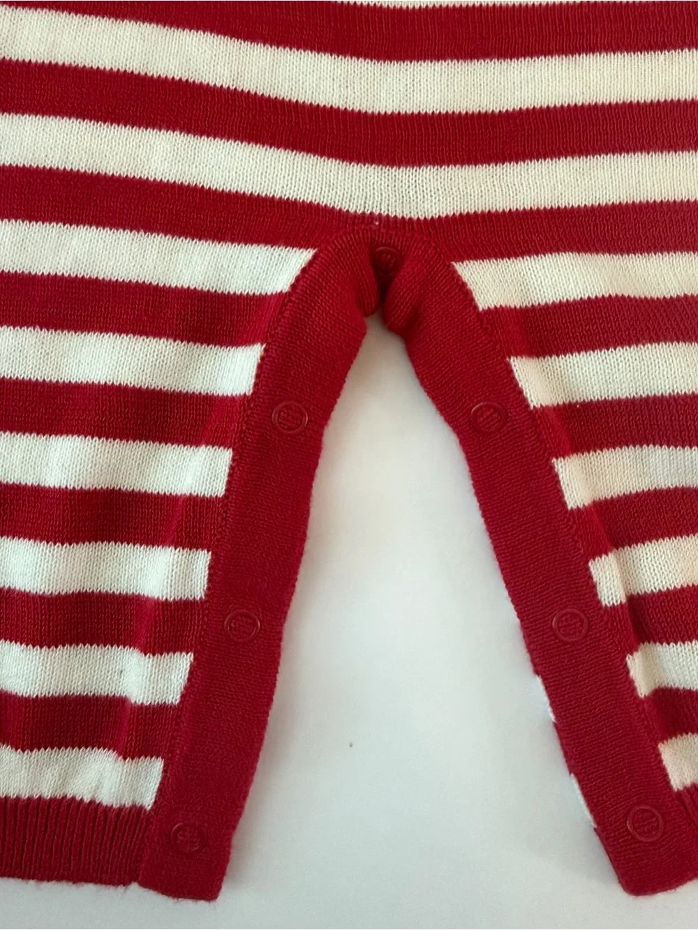 Angel Dear Baby Red & White Striped Knit Holiday Romper Button 0-3M 100% Cotton
